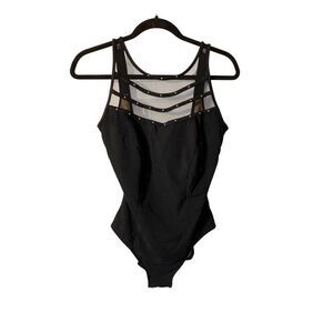 Carol wior one piece underwire, sheer gold, detailed swimsuit, size 12